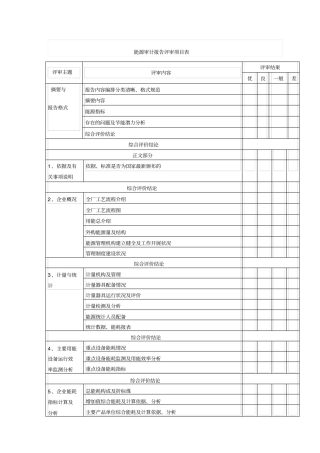 能源审计报告评审项目表