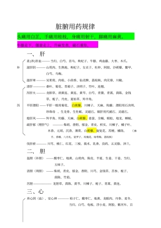脏腑用药规律