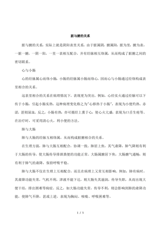 脏与腑的关系