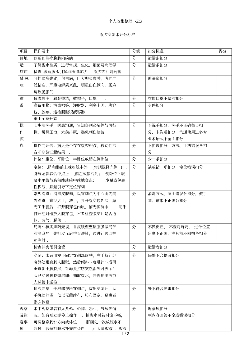 腹腔穿刺术评分标准_第1页