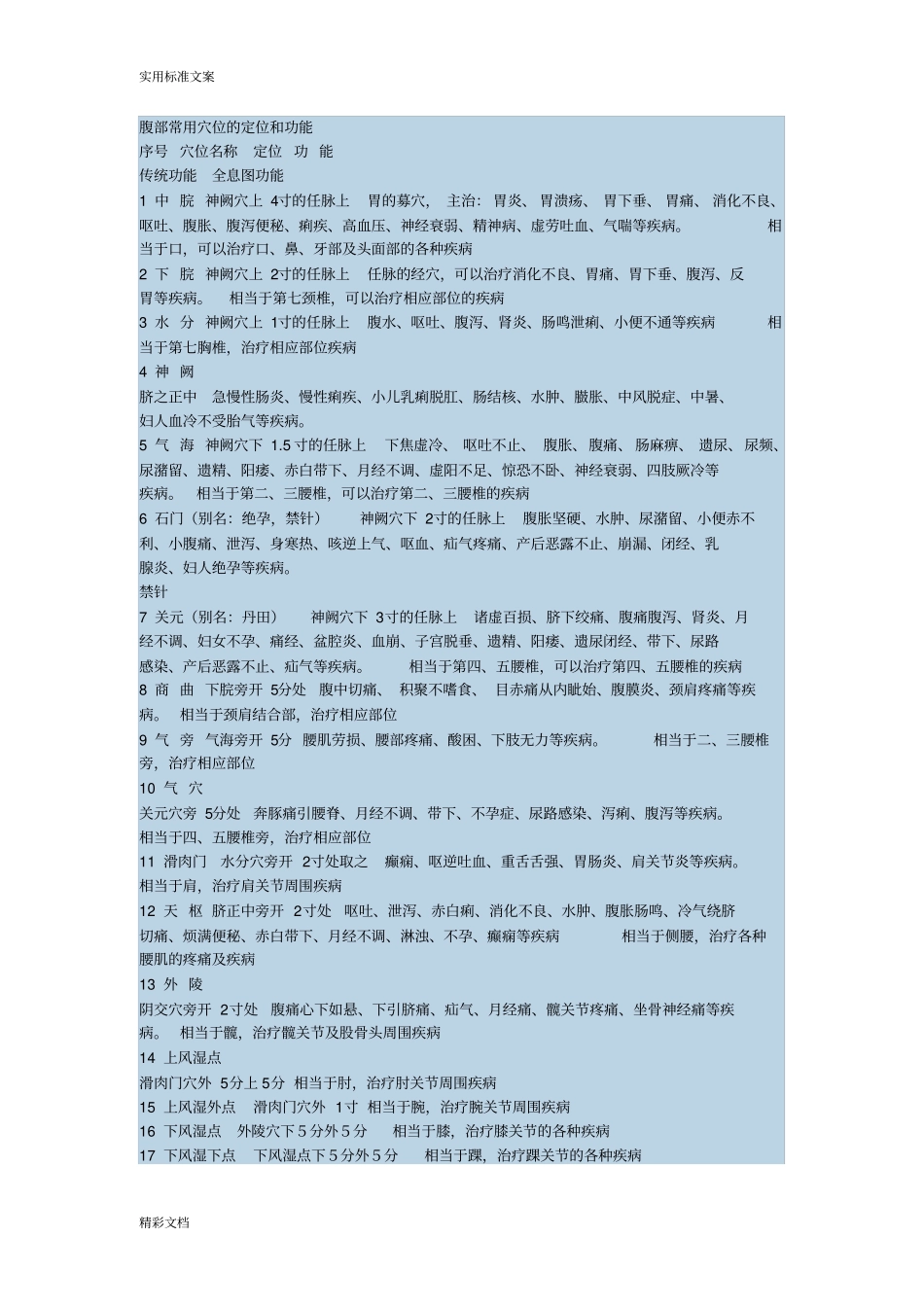 腹部常用的穴位的定位和功能2_第1页