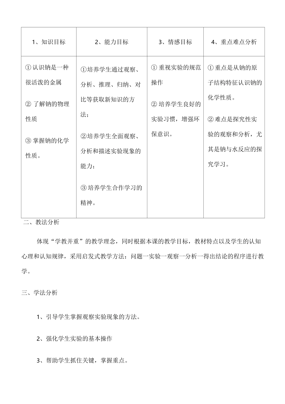 《金属钠的性质》说课稿_第2页