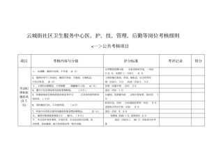 自-医、护、技、管理、后勤等岗位考核细则