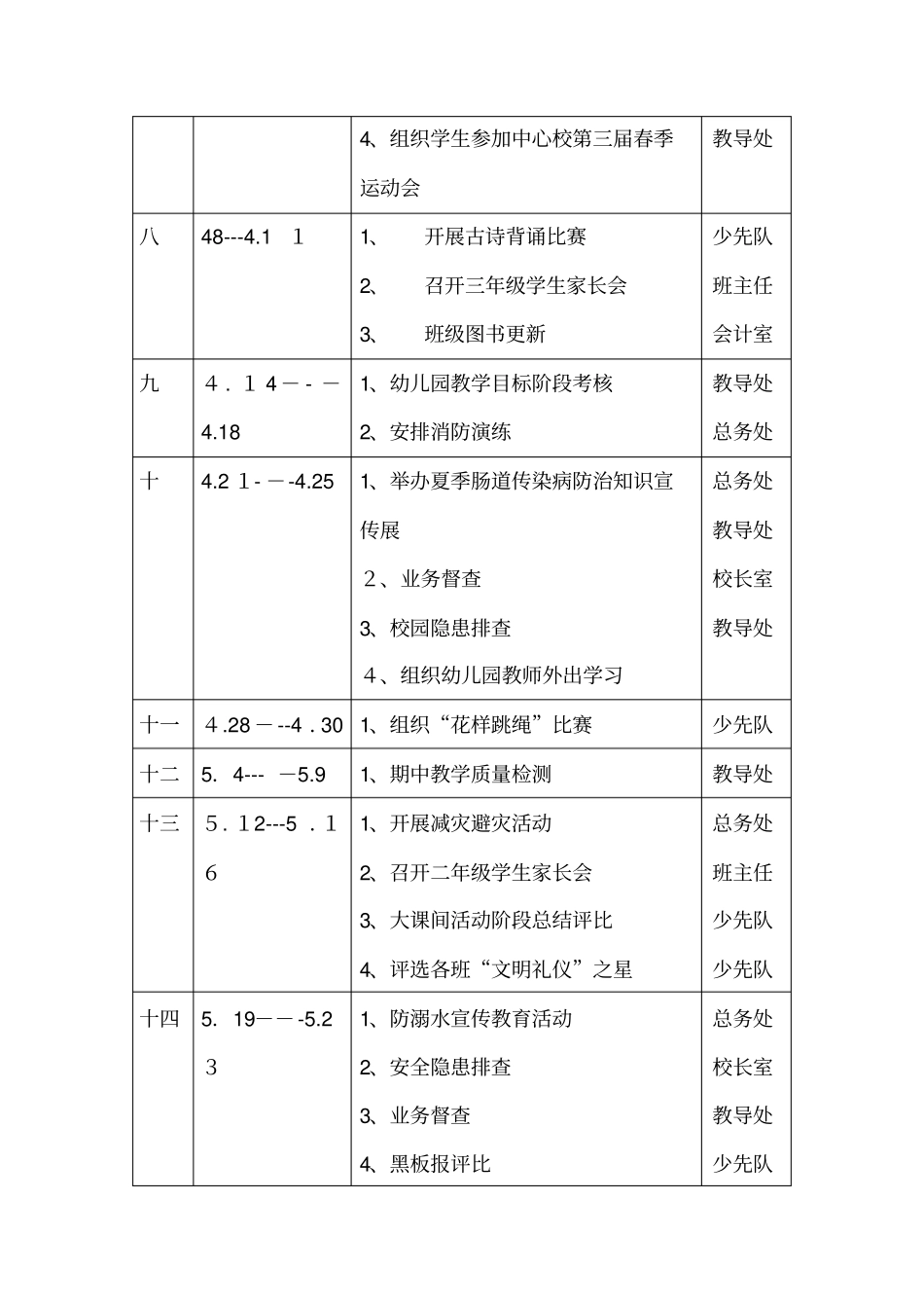 自-学校工作计划行事历_第3页