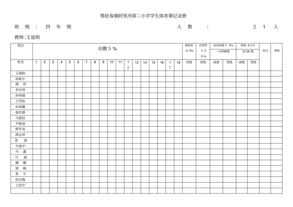 自-学生体育成长记录册_第1页