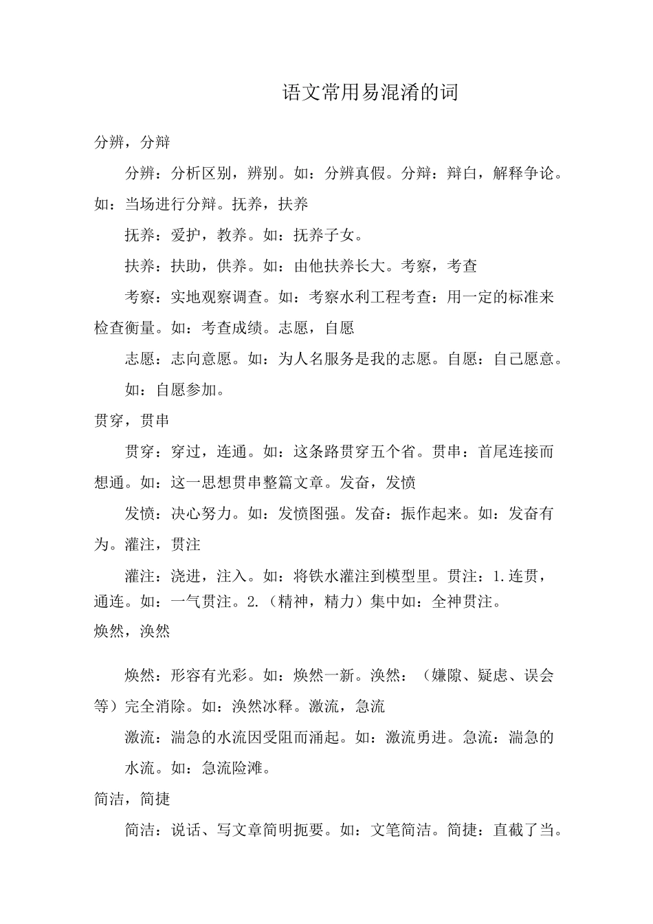 语文常用易混淆的词_第1页
