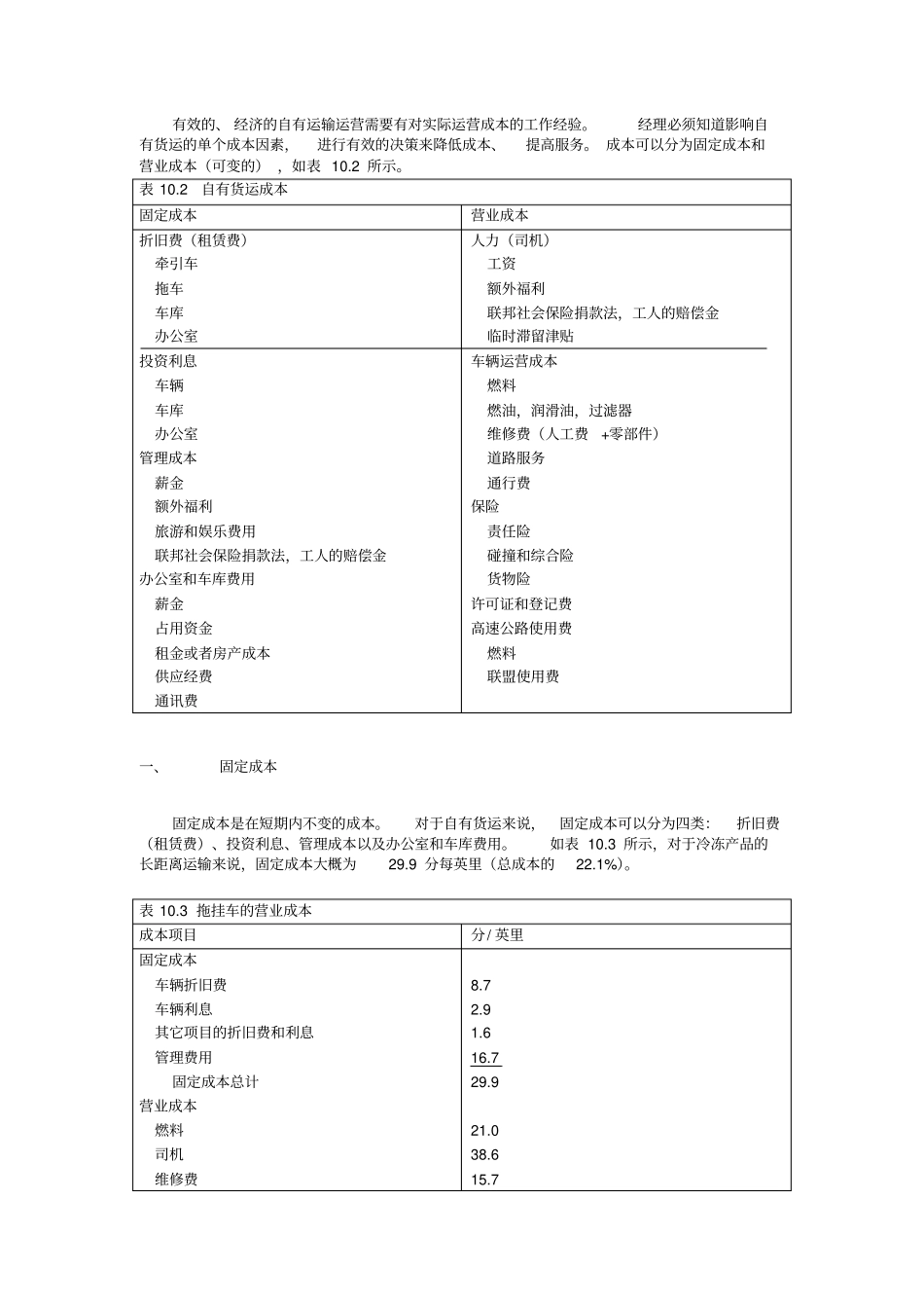 自有货车运输成本分析表_第1页