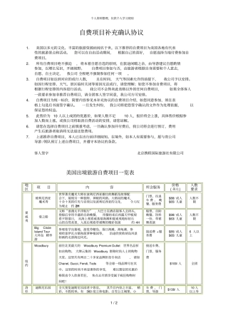 自费项目补充确认协议