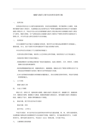 船舶与海洋工程专业本科生培养方案