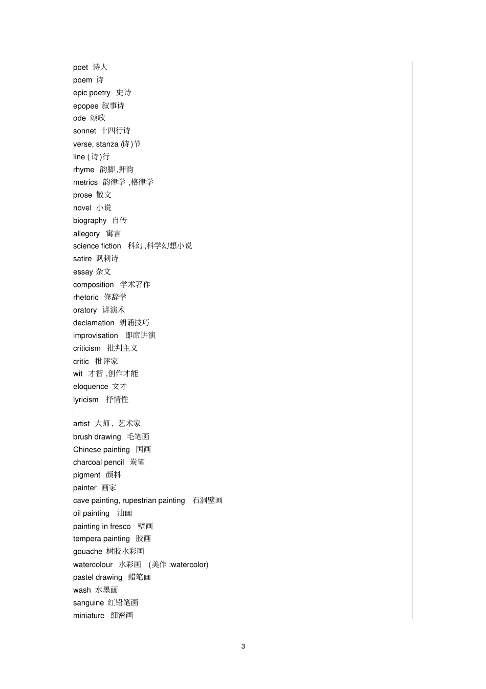 艺术英语词汇_第3页