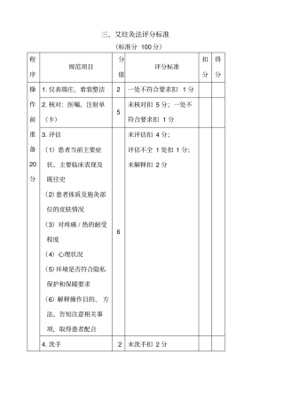 艾柱灸法评分标准