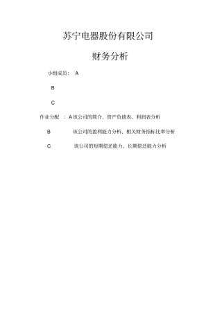 苏宁电器财务报表分析