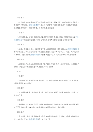 手术分级标准汇总