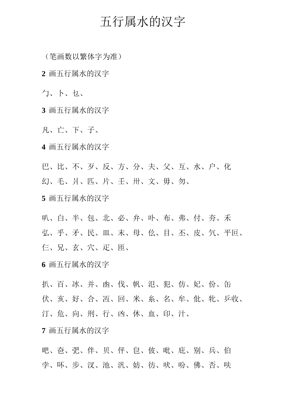 五行属水的汉字大全_第1页