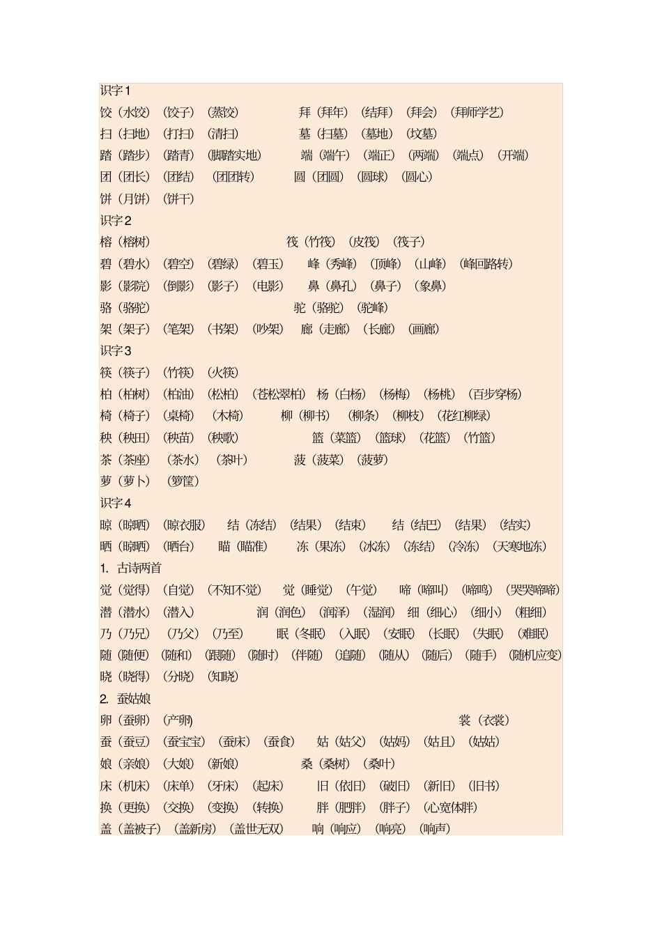 苏教版二年级下册组词概览_第1页