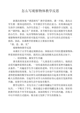 怎么写观察物体教学反思