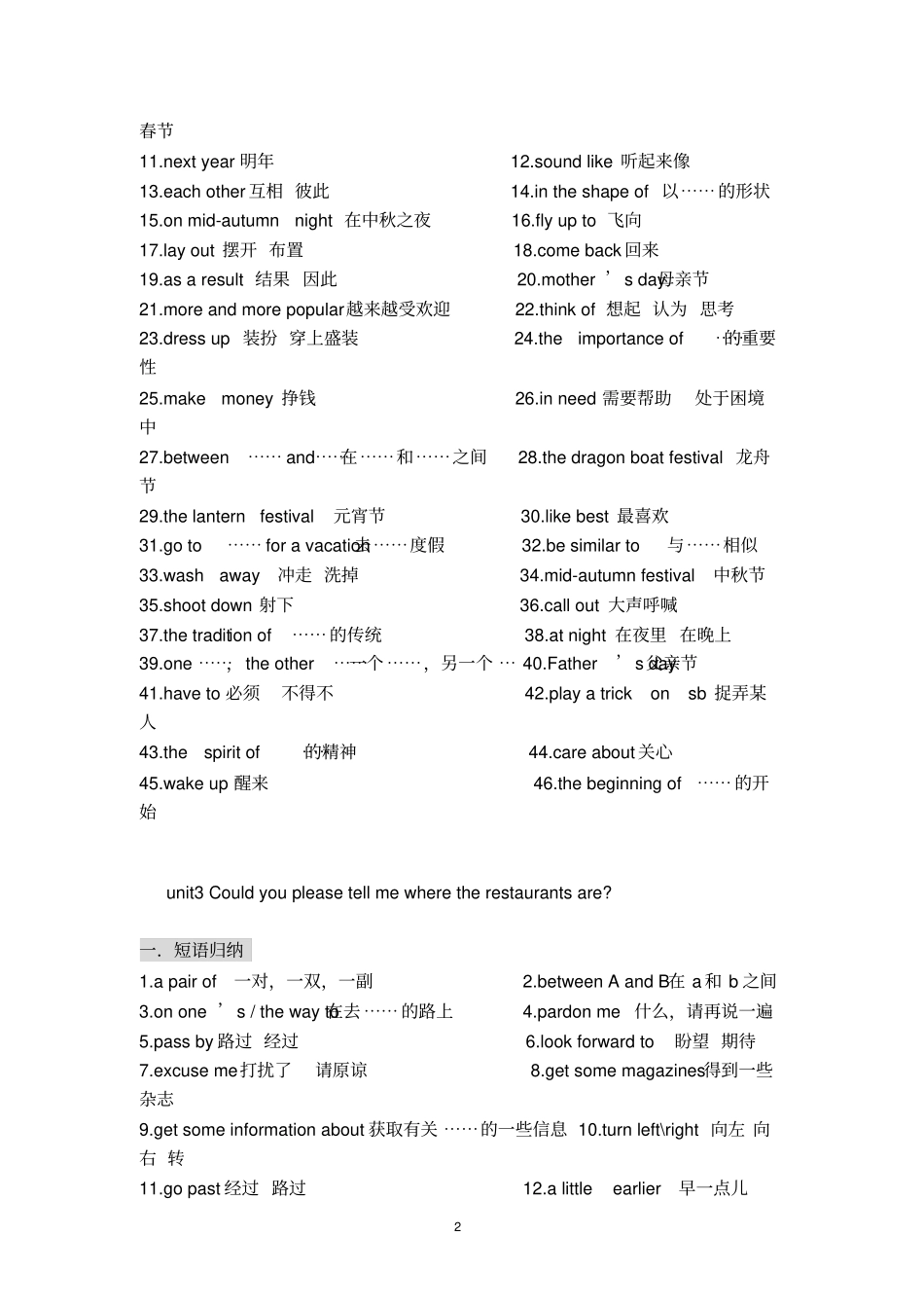 英语九年级重点短语整理综述_第2页
