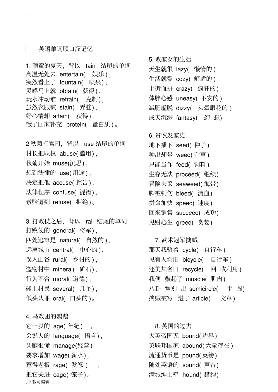 英语单词与语法108个顺口溜便于打印_第1页