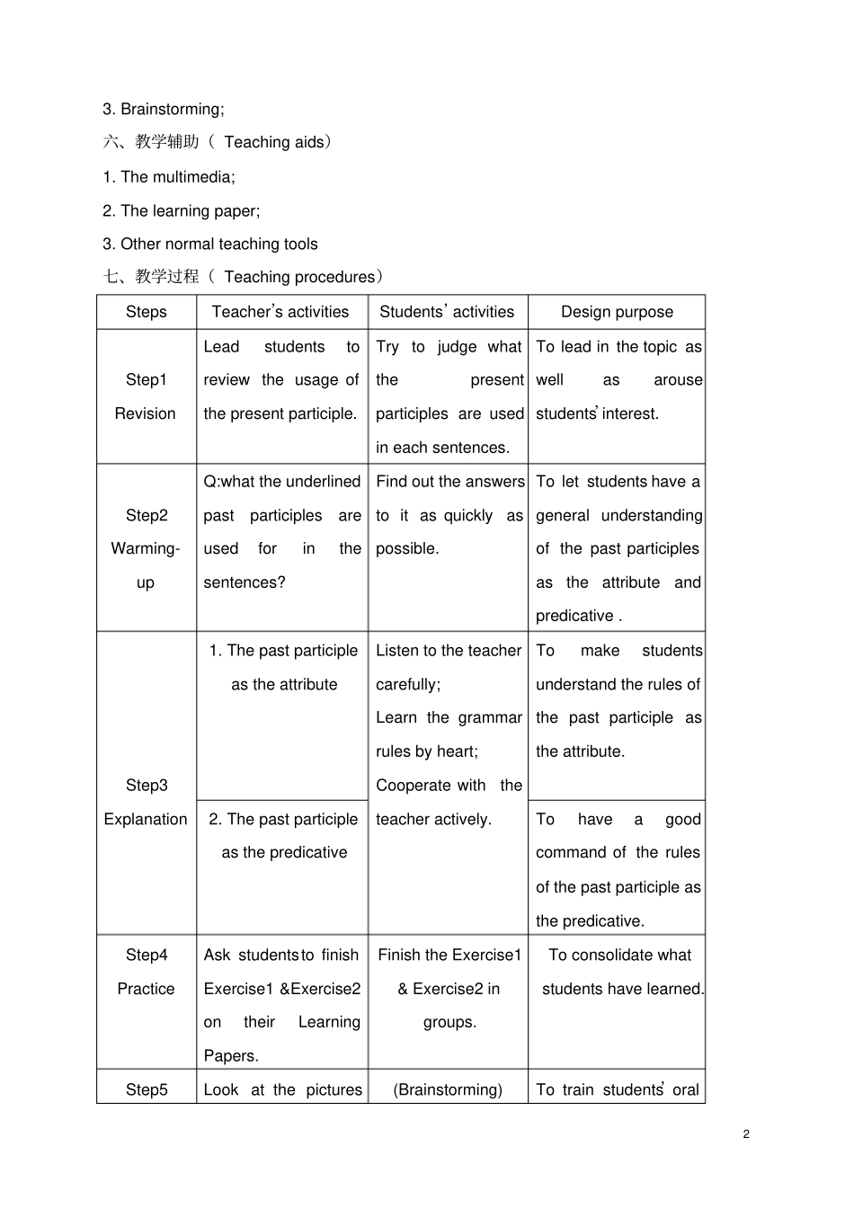 英语教学课例GrammarThePastParticipleastheAttributeandPredicative_第2页