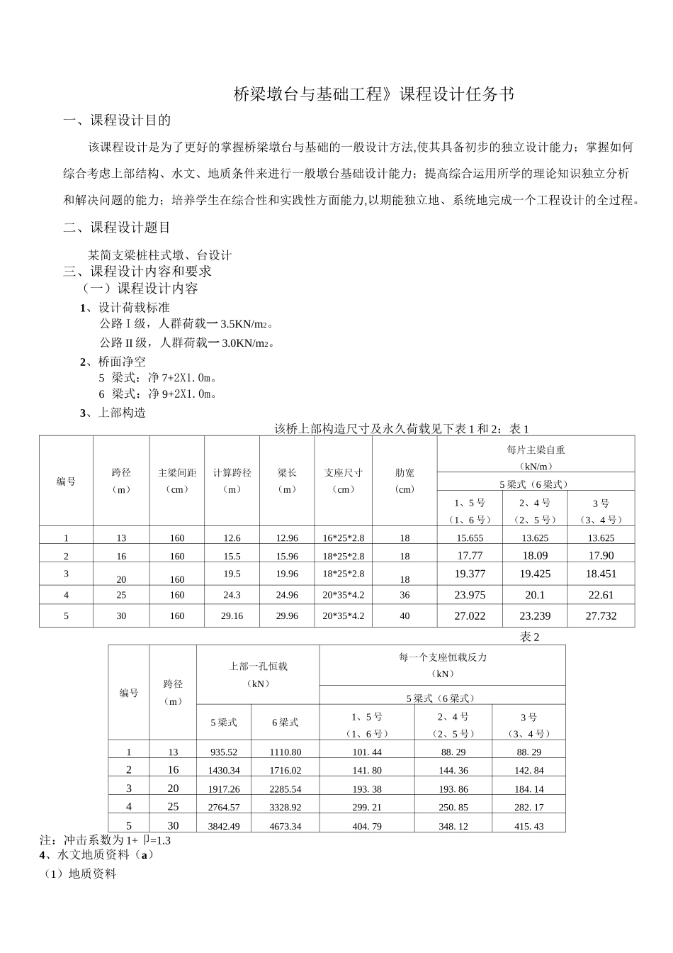 桥梁墩台基础工程课程设计_第1页