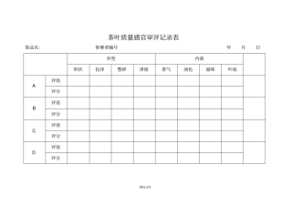 茶叶感官审评记录表