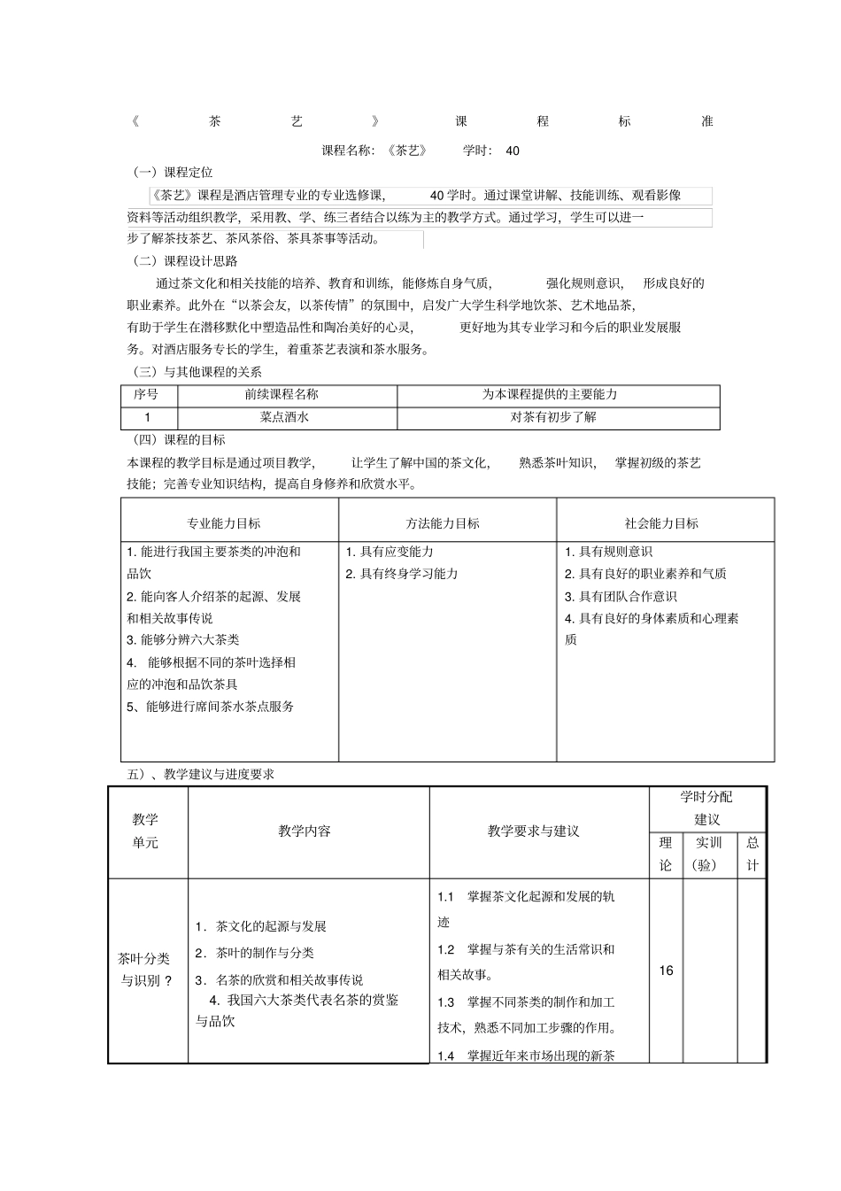 茶艺课程标准_第1页