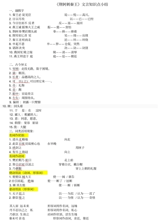 荆轲刺秦王文言文知识点总结解读
