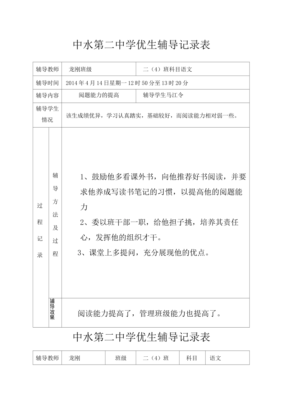 优生辅导记录 _第1页