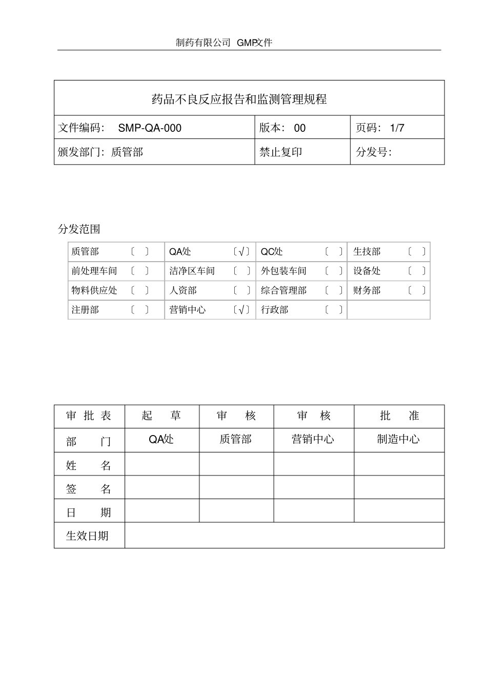 药品不良反应报告和监测管理规程_第1页