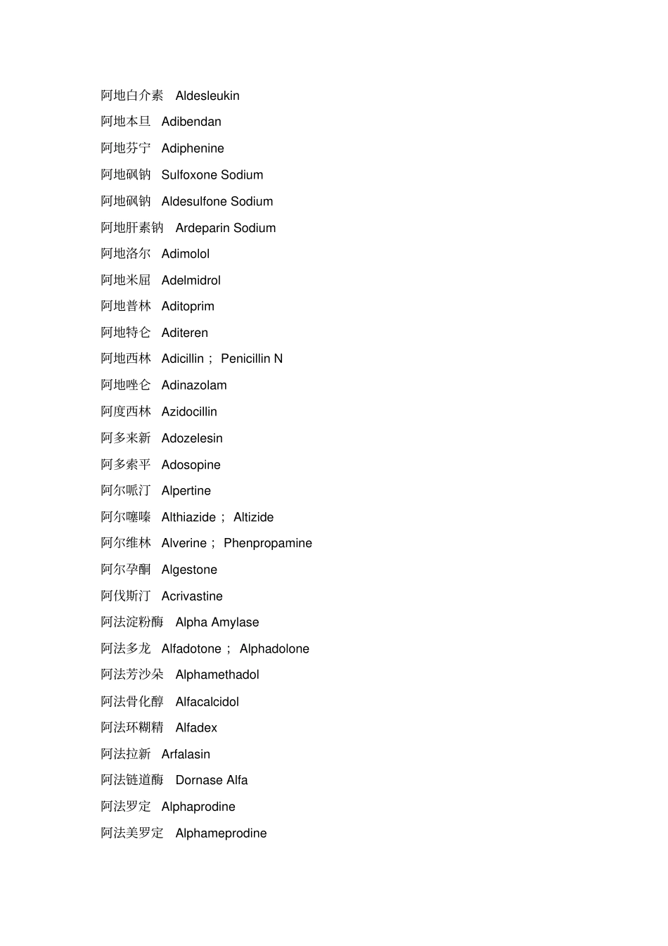 药品名称中英文对照表_第2页