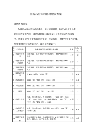 药学实训基地建设方案