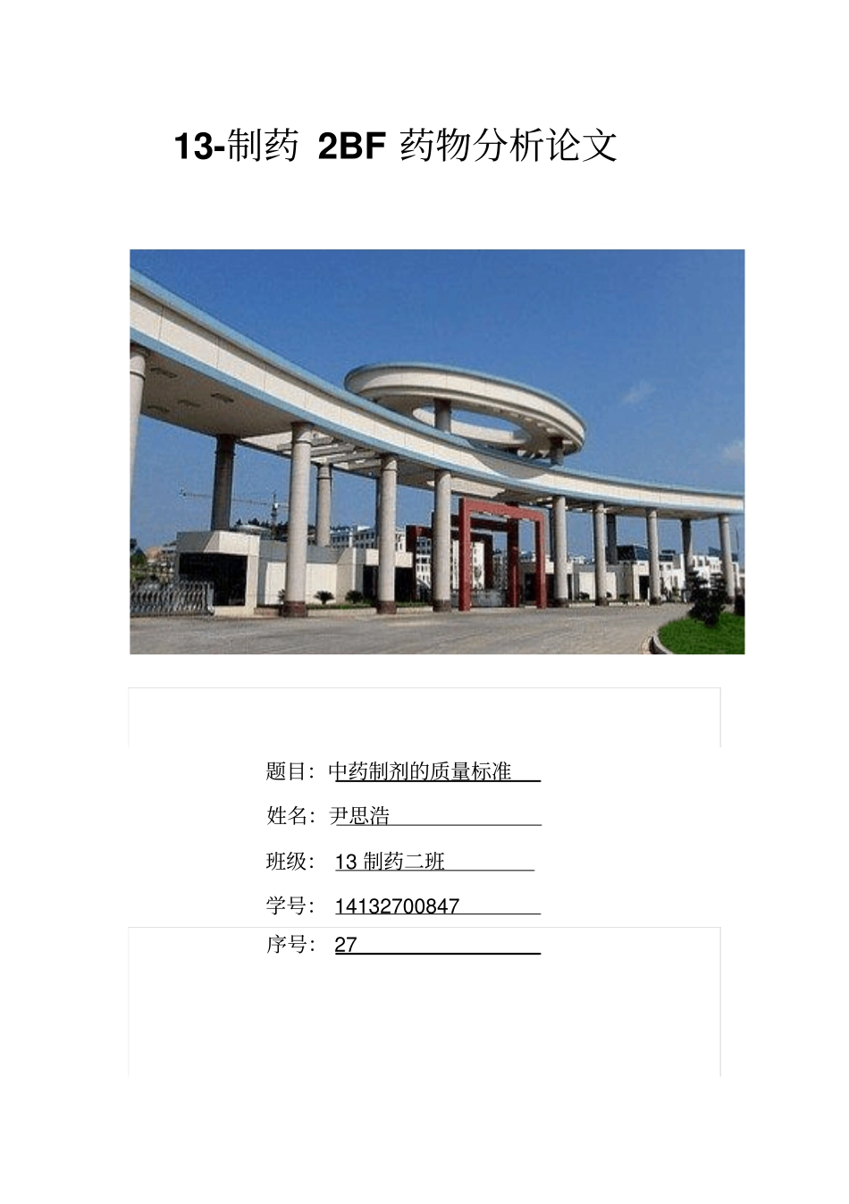 药物分析论文全解_第1页