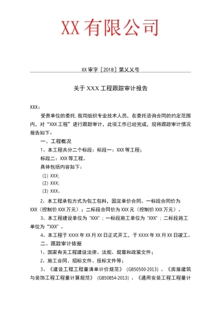 跟踪审计报告及建议完整一套跟踪审计报告