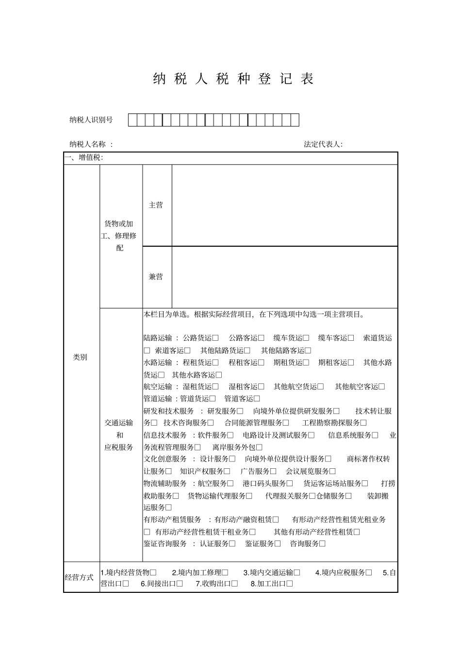 营改增-需要认定一般纳税人资格企业税种登记表_第1页
