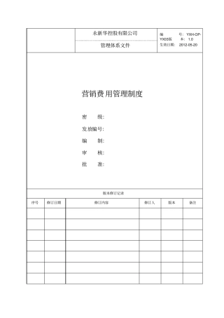 营销费用管理制度