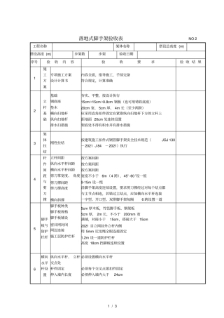 落地式脚手架验收表