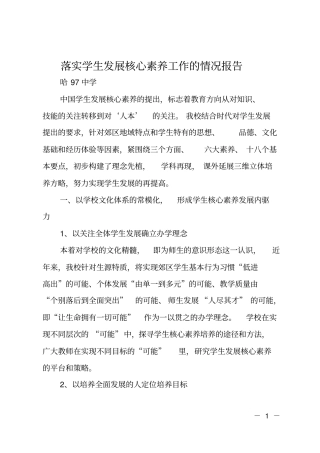 落实学生发展核心素养工作的情况报告