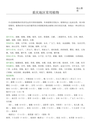 重庆地区常用植物配置