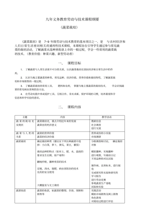 蔬菜栽培课程纲要