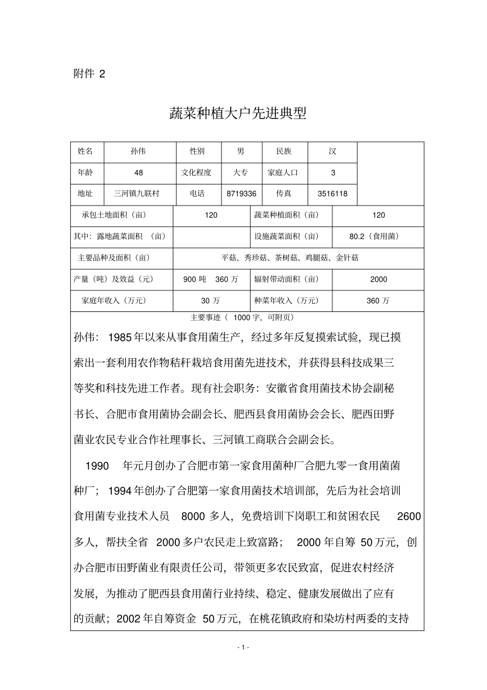 蔬菜种植大户先进典型_第1页