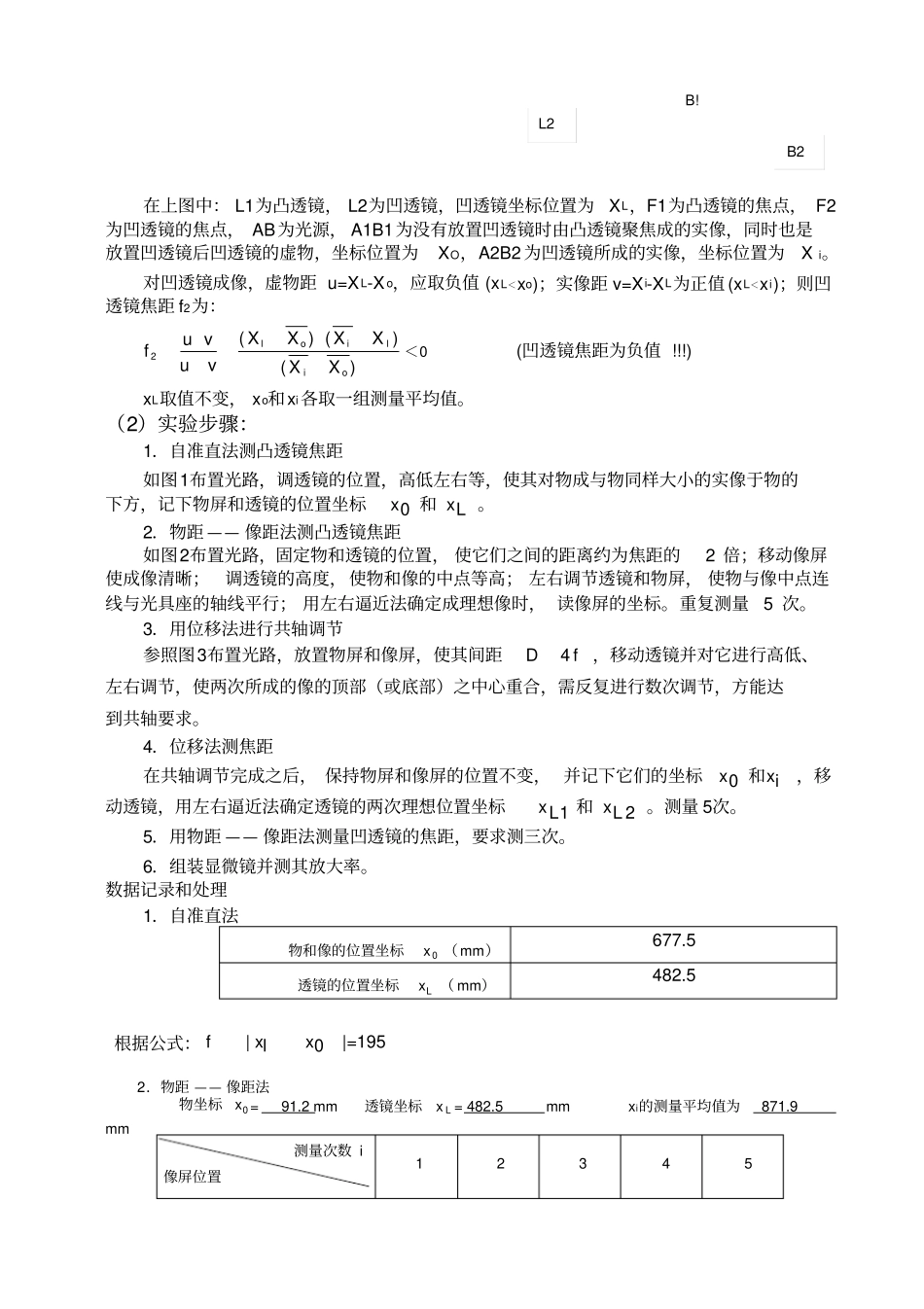 薄透镜焦距的测量试验报告_第2页