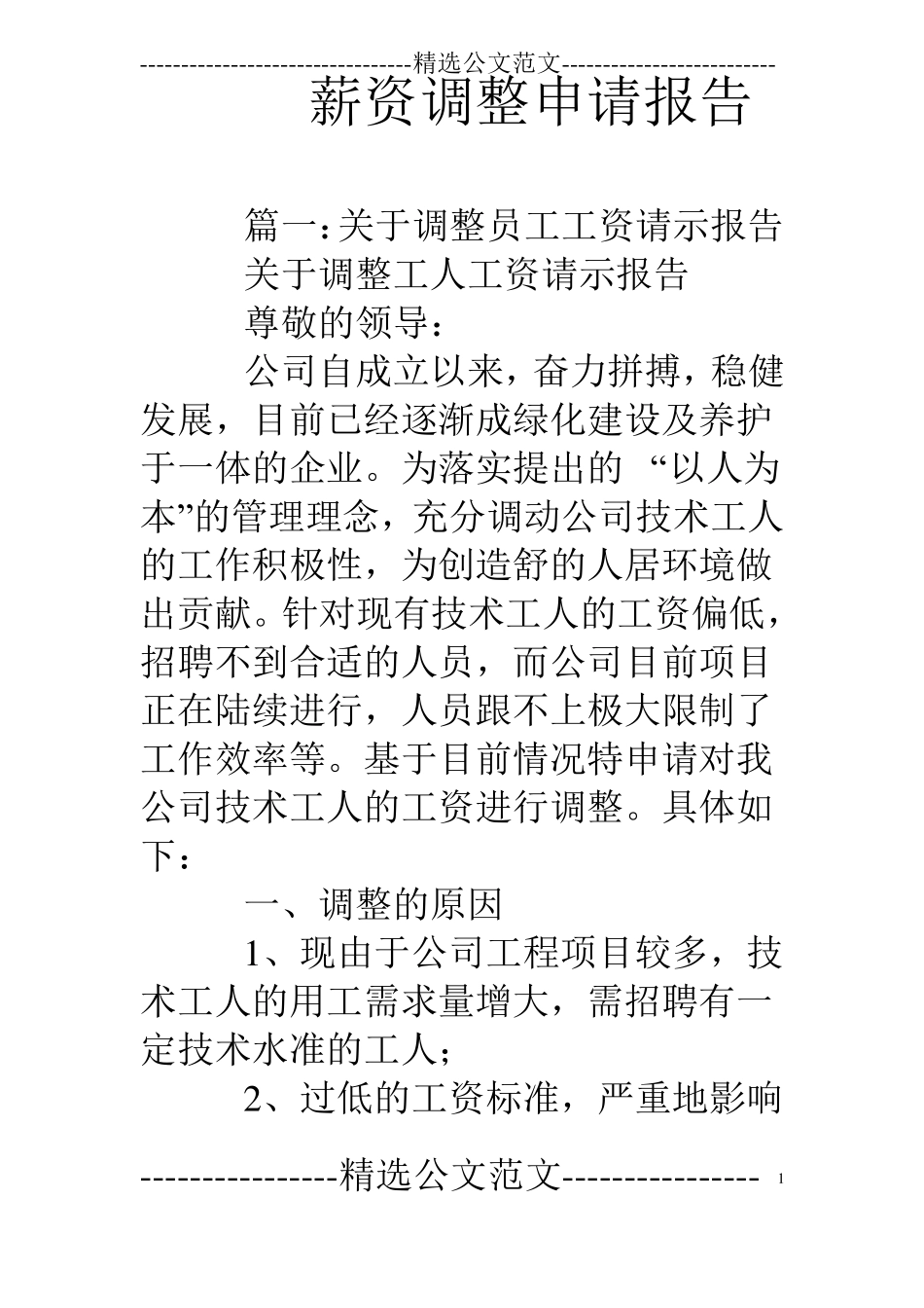 薪资调整申请报告_第1页