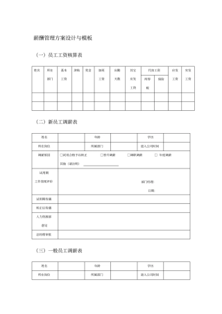 薪酬管理方案与设计模板