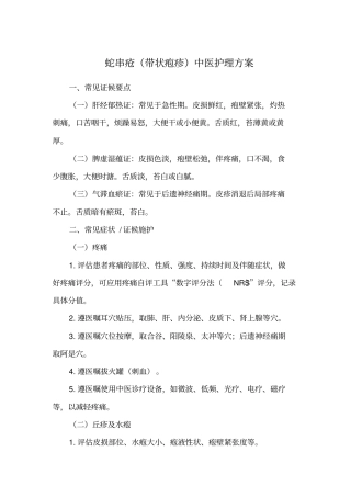 蛇串疮带状疱疹中医护理方案