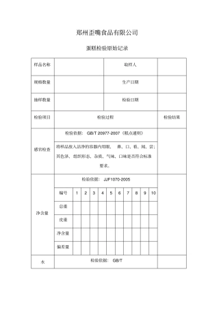 蛋糕检验原始记录