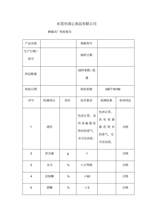 蜂蜜出厂检验
