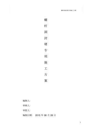 螺杆洞封堵专项施工方案