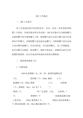 SBR工艺调试