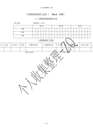 行政检查结果汇总表表格