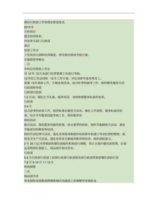 行政部每月管理工作安排进度表概要